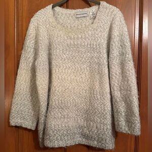 Alfred Dunner Cream Crew Neck Sweater
